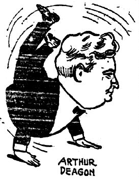 Typical caricature of Arthur Deagon, from the New York Evening World