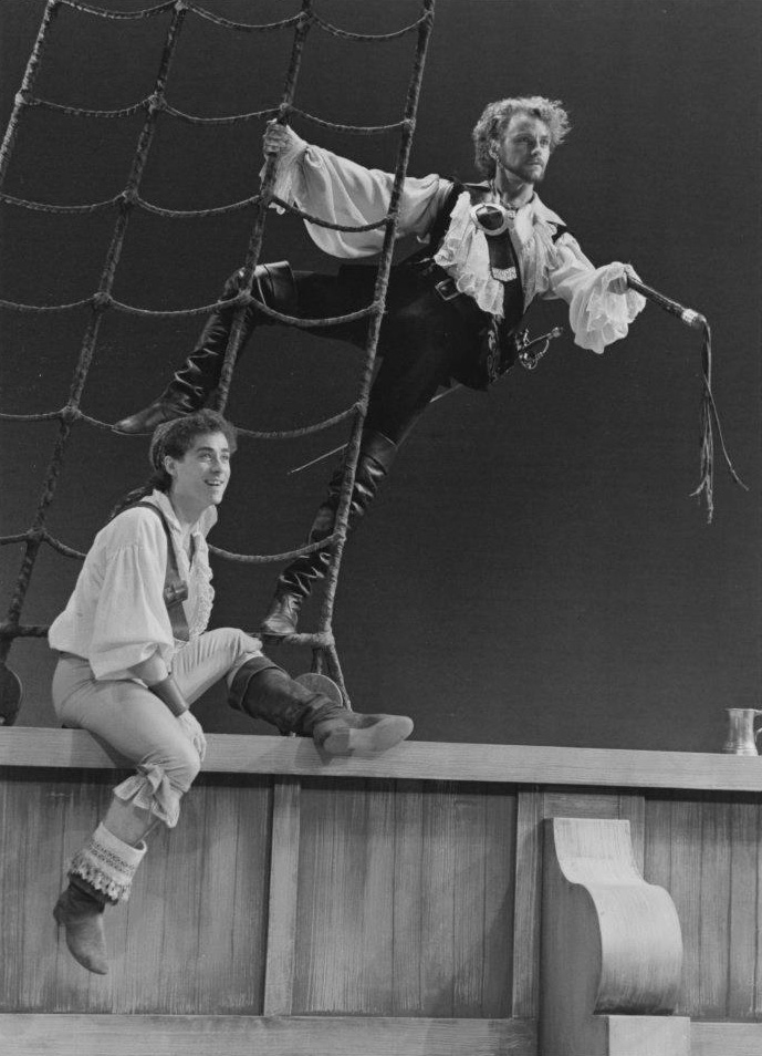 Jeff Hyslop as Frederic and Brent Carver as the Pirate King in The Pirates of Penzance, Stratford Festival, 1985