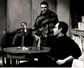 Vittorio Rossi ( in the foreground) in the 1997 Centaur Theatre production of his own play, Little Blood Brother, directed by Rossi.
