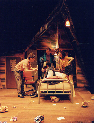 Selling Mr. Rushdie by Clem Martini, Workshop West Theatre, 1997, director David Mann, with Murray Utas, Dave Clarke, April Banigan and Kevin Kruchkywich