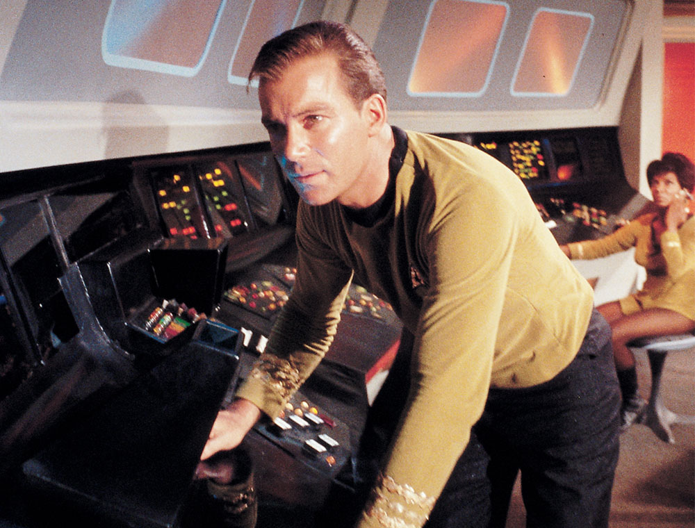 William Shatner as Captain James T. Kirk on Star Trek, CBS 1966-69.